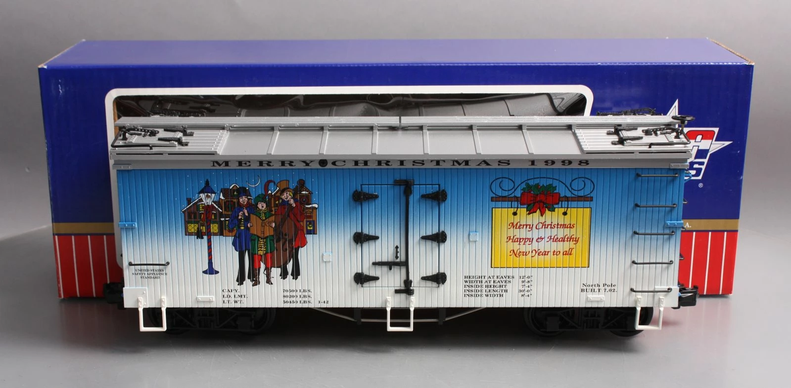 USA Trains R13016 G 1998 Christmas Reefer Car VG/Box 3 USA Trains R13016 G 1998 Christmas Reefer Car VG/Box