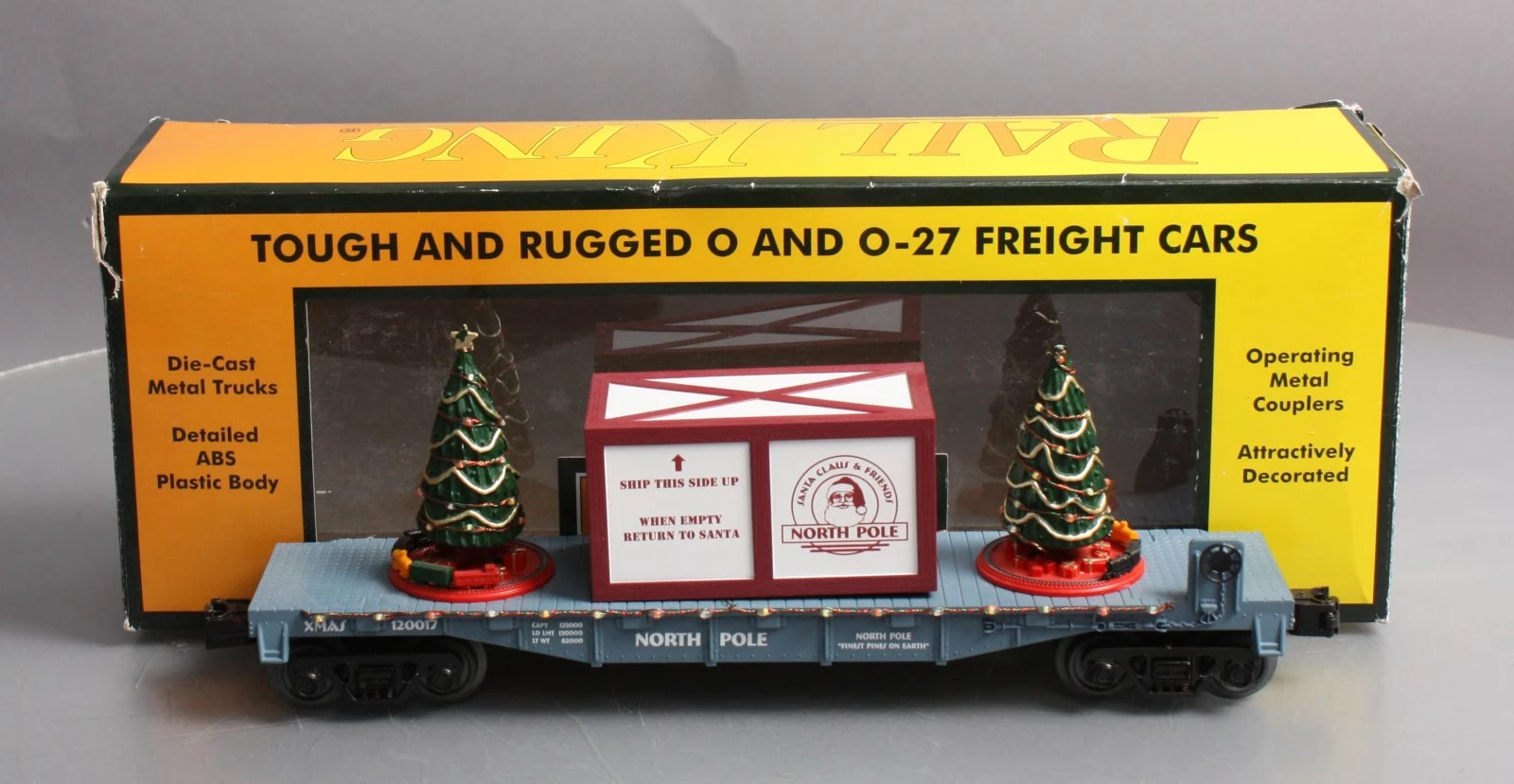 MTH 30-76681 O North Pole Flatcar With Lighted Christmas Trees 3 MTH 30-76681 O North Pole Flatcar With Lighted Christmas Trees