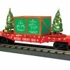 MTH 30-76821 O Christmas RailKing Flatcar With Lighted Christmas Trees