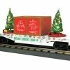 MTH 30-76823 O Christmas White RailKing Flat Car W/Lighted Christmas Trees -Bachmann Store 30 76823 4631971