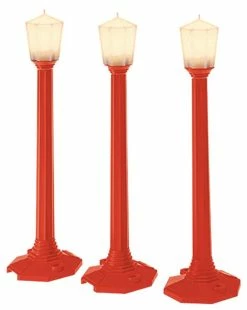 Lionel 6-37151 O Red Christmas Classic Street Lamps (Pack Of 3)