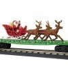 MTH 30-76741 O Christmas Flat Car W/ LED Lights, Santa Sleigh & Reindeer #122518 -Bachmann Store 4340653