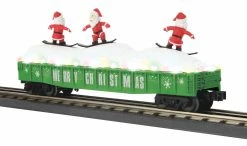 MTH 30-72195 O Christmas Gondola Car With LED Christmas Lights & Sking Santas